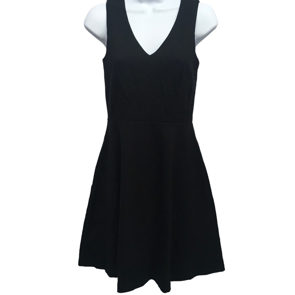 LOFT Black Fit&Flare Back Cut Out Ponte Dress NWT Petite Size 0P